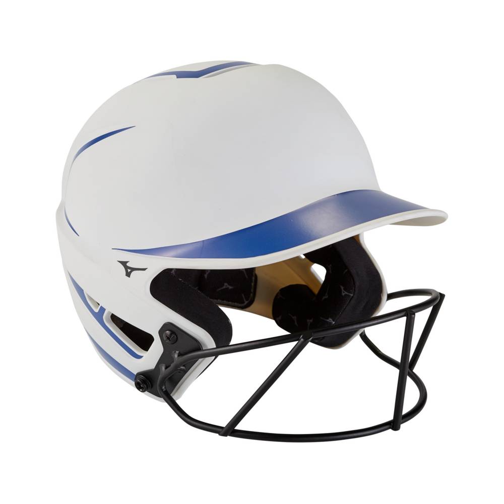 Damske Prilba Mizuno F6 Fastpitch Softball Batting Biele/Kráľovská Modrá Vypredaj YFHZ49136